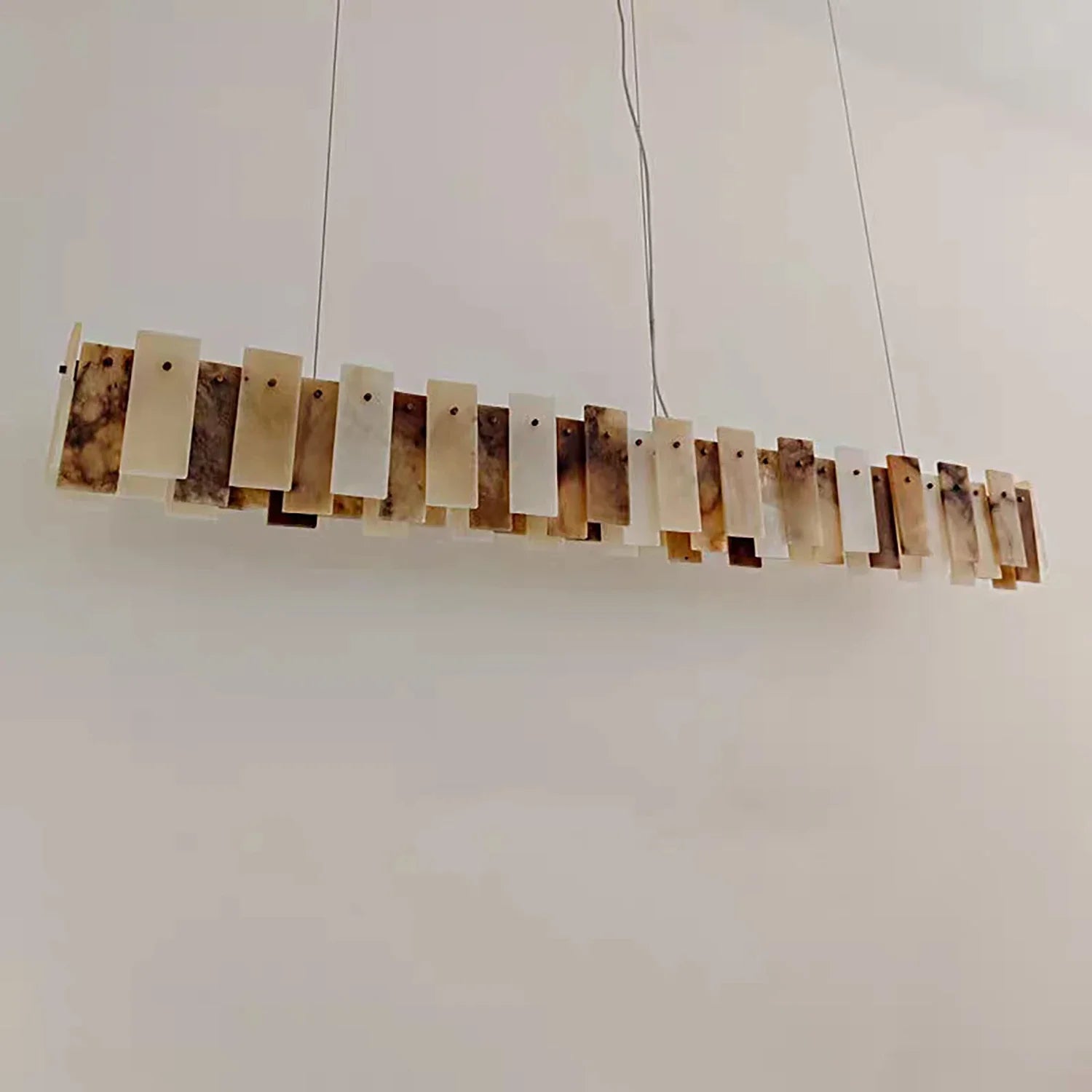 Tobacco-Hued Alabaster Chandelier by Bling Lighting Studio