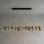 Tobacco-Hued Alabaster Chandelier by Bling Lighting Studio