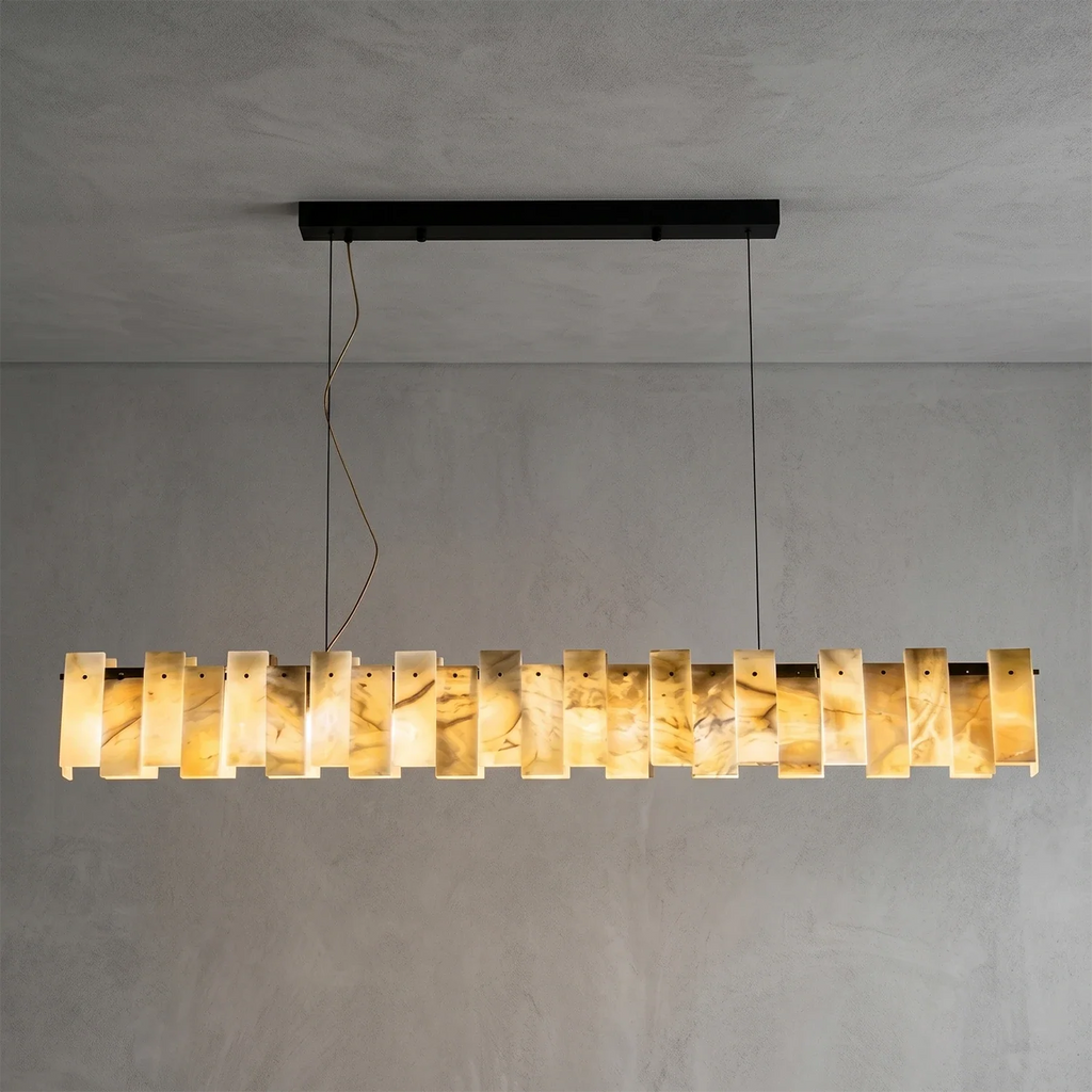 Tobacco-Hued Alabaster Chandelier by Bling Lighting Studio