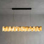 Tobacco-Hued Alabaster Chandelier by Bling Lighting Studio