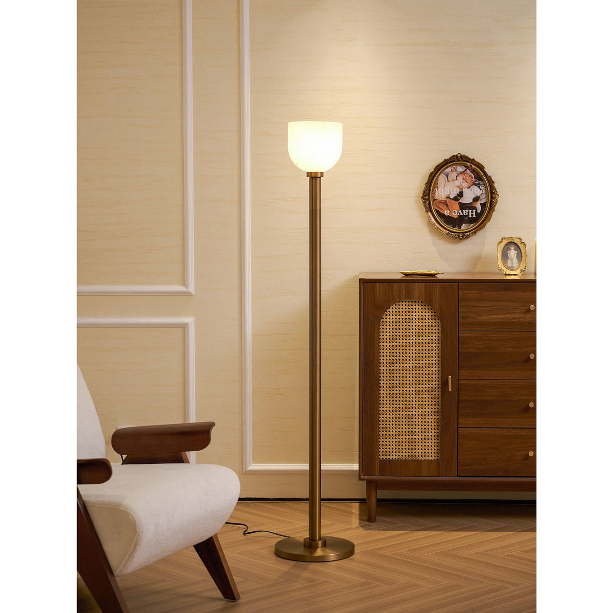 Torch-Style Alabaster Floor Lamp, product view 7