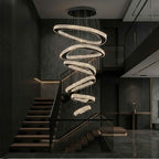 Twisted Ring Crystal Led Light Chandelier for High Ceiling crystal spiral chandelier for staircase spaces