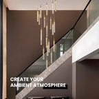 Uly Gold Crystal Chandelier for Entryway creating ambient atmosphere in a high ceiling space
