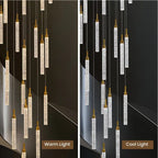 Uly Gold Crystal Chandelier for Staircase warm light option with gold crystal rods
