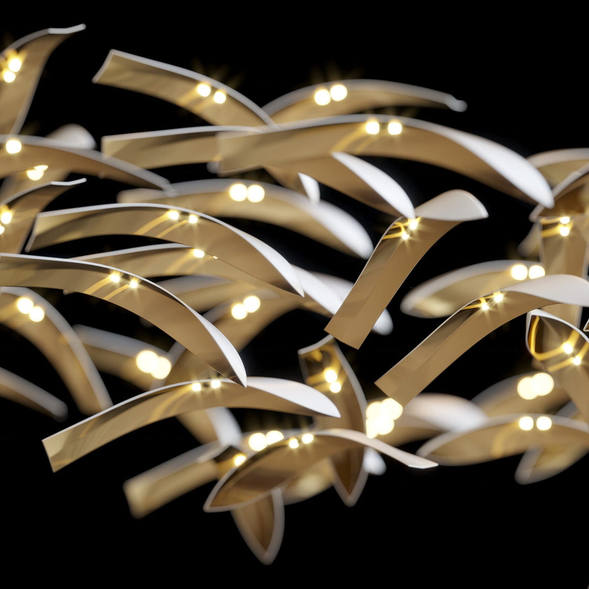 Gold Wing Flight Chandelier chandelier in a tall interior