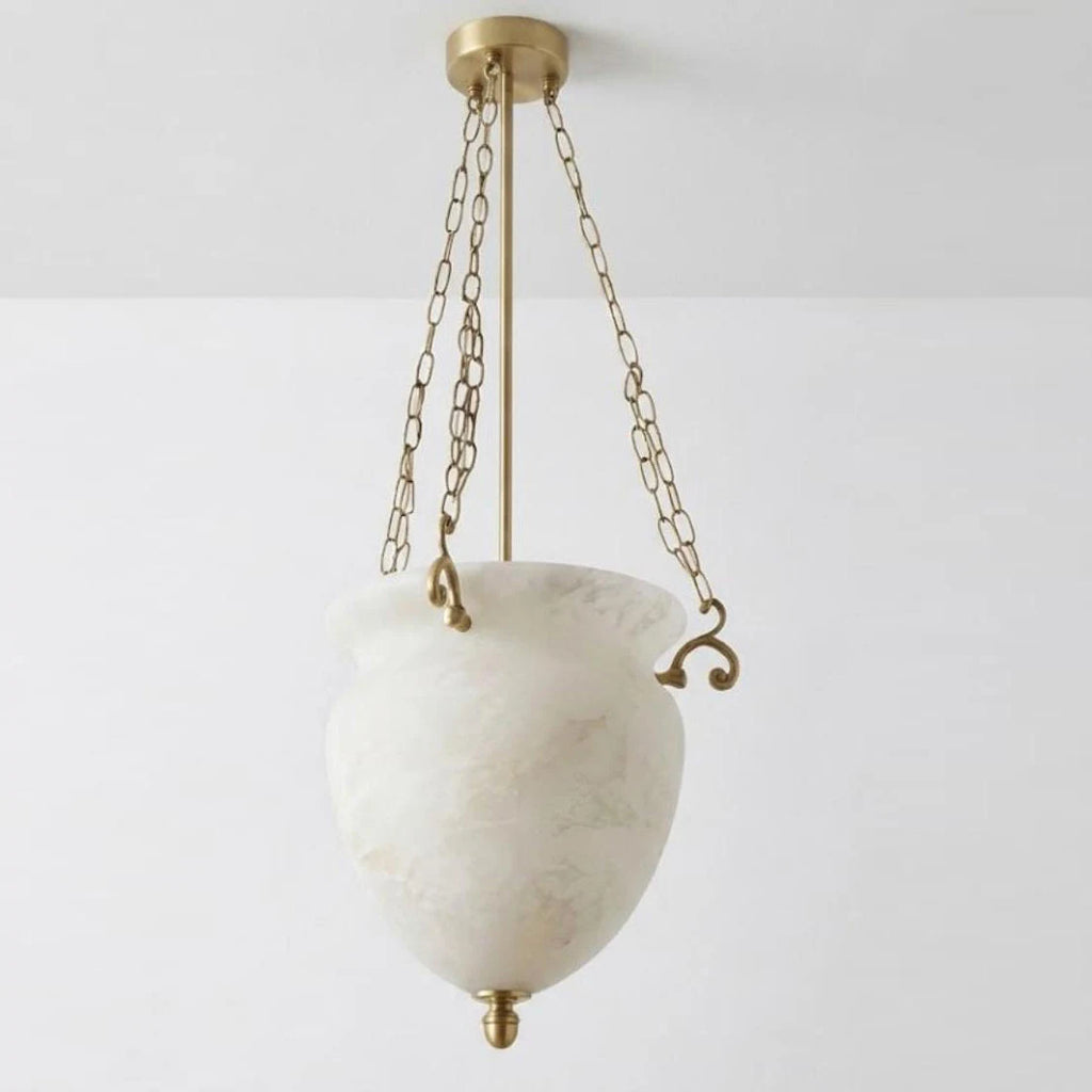 Valtherin Alabaster Urn Pendant Light — Dia 40cm x H 45cm / ∅ 15.7″ x H 17.7″ / Brass & White