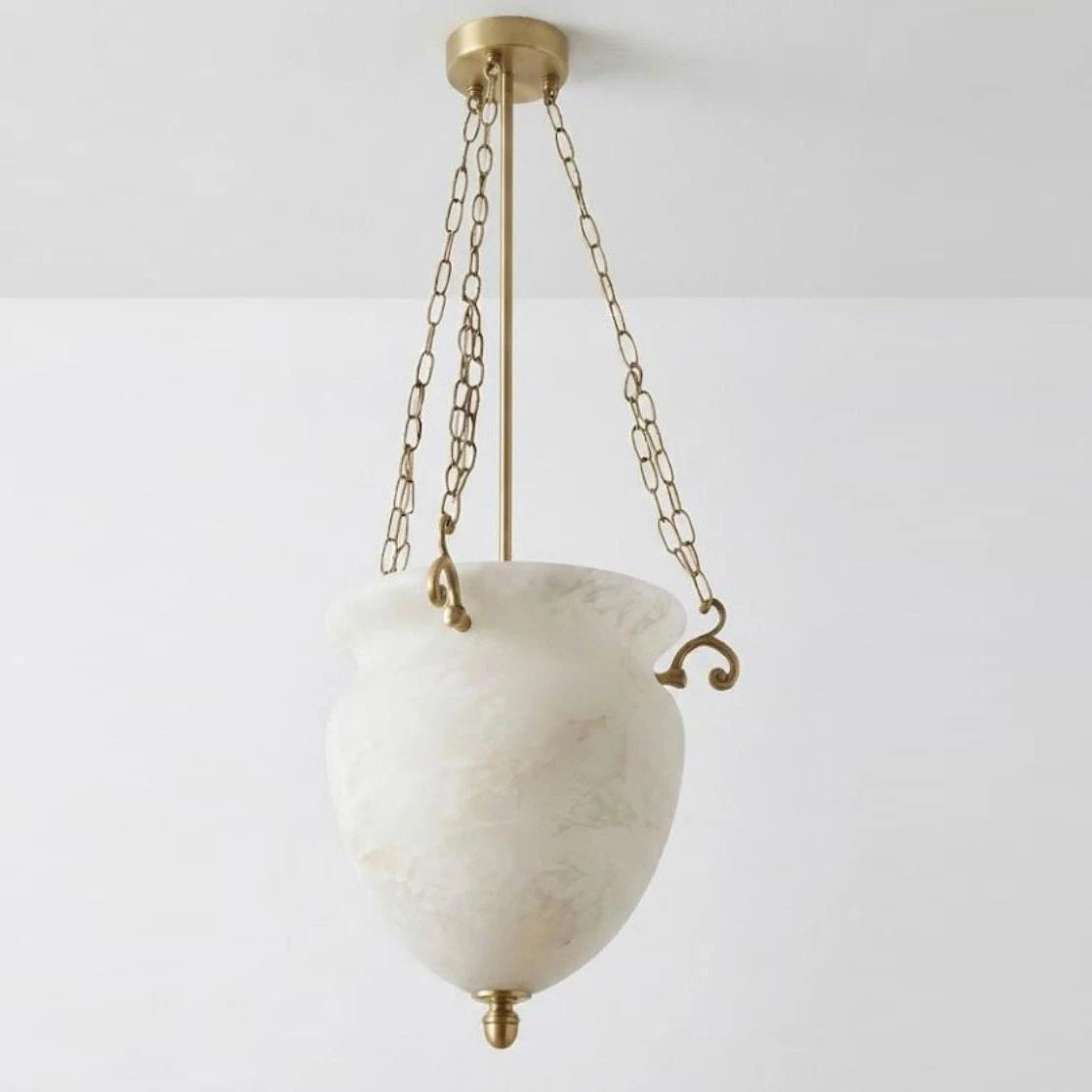 Valtherin Alabaster Urn Pendant Light — Dia 40cm x H 45cm / ∅ 15.7″ x H 17.7″ / Brass & White