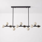 Valtherion Alabaster Globe Linear Chandelier — L 120cm x H 27cm / L 47.2″ x H 10.6″ / Matte Black & White