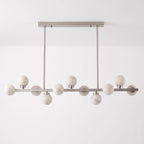 Valtherion Alabaster Globe Linear Chandelier — L 120cm x H 27cm / L 47.2″ x H 10.6″ / Brushed Nickel & White