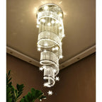 Vena Spiral Raindrop Crystal Chandelier for Staircase in a high ceiling foyer setting