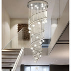 Vena Spiral Raindrop Crystal Chandelier for Staircase with meteor star crystal spiral design