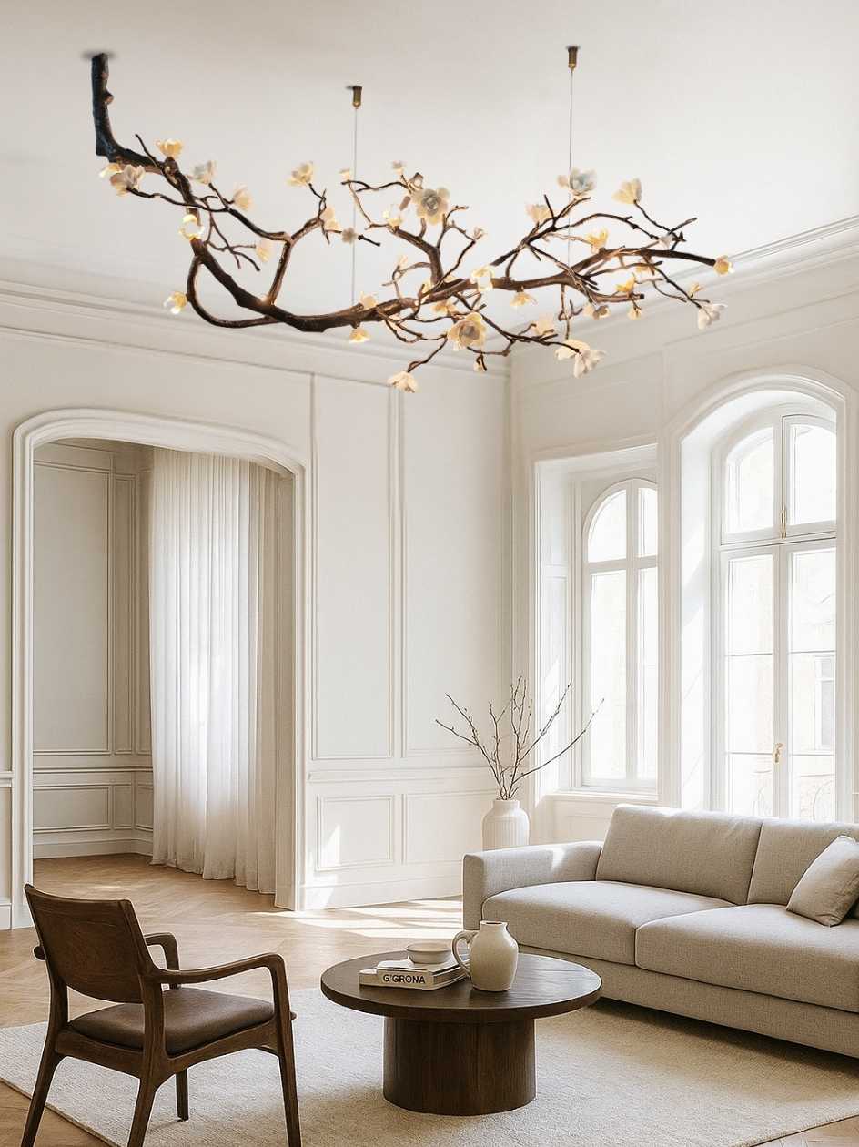 Additional view of the Wanos Ceramic Flower Branch Chandelier for a staircase.