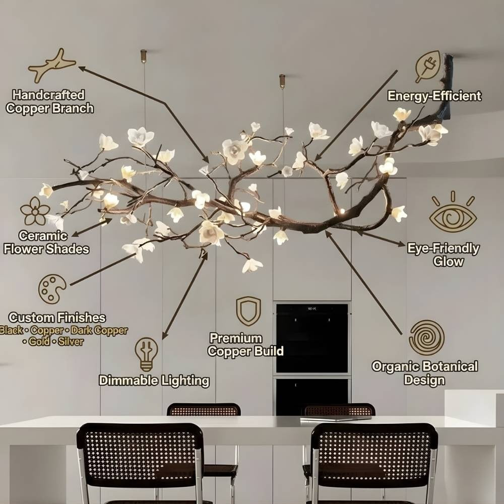 Wanos Ceramic Flower Tree Branch Chandelier product view.
