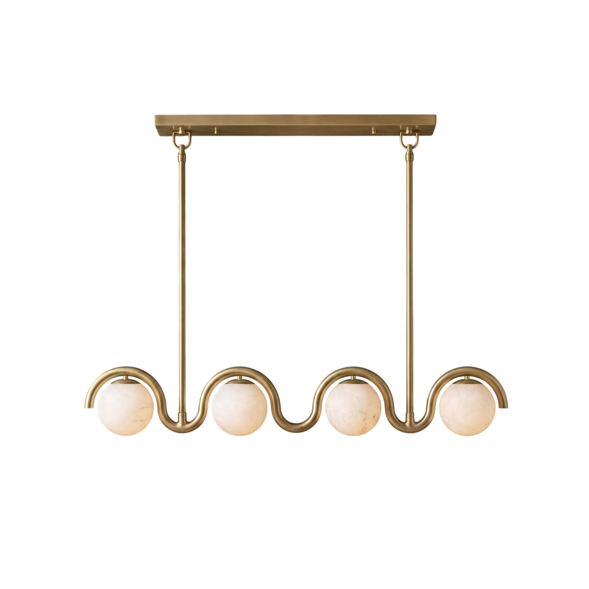 Wave-Arm Linear Alabaster Globe Chandelier, product view 1
