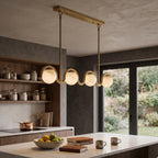 Wave-Arm Linear Alabaster Globe Chandelier, product view 2