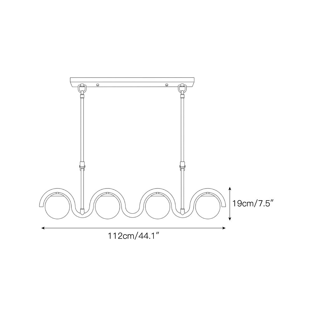 Wave-Arm Linear Alabaster Globe Chandelier, product view 3
