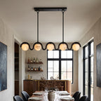 Wave-Arm Linear Alabaster Globe Chandelier, product view 5