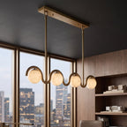 Wave-Arm Linear Alabaster Globe Chandelier, product view 6