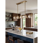 Wave-Arm Linear Alabaster Globe Chandelier, product view 11