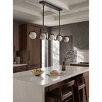 Wave-Arm Linear Alabaster Globe Chandelier, product view 14