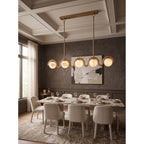 Wave-Arm Linear Alabaster Globe Chandelier, product view 16