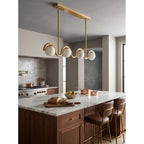 Wave-Arm Linear Alabaster Globe Chandelier, product view 18
