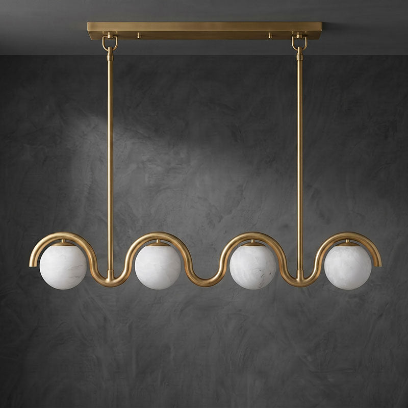 Wave-Arm Linear Alabaster Globe Chandelier, product view 19