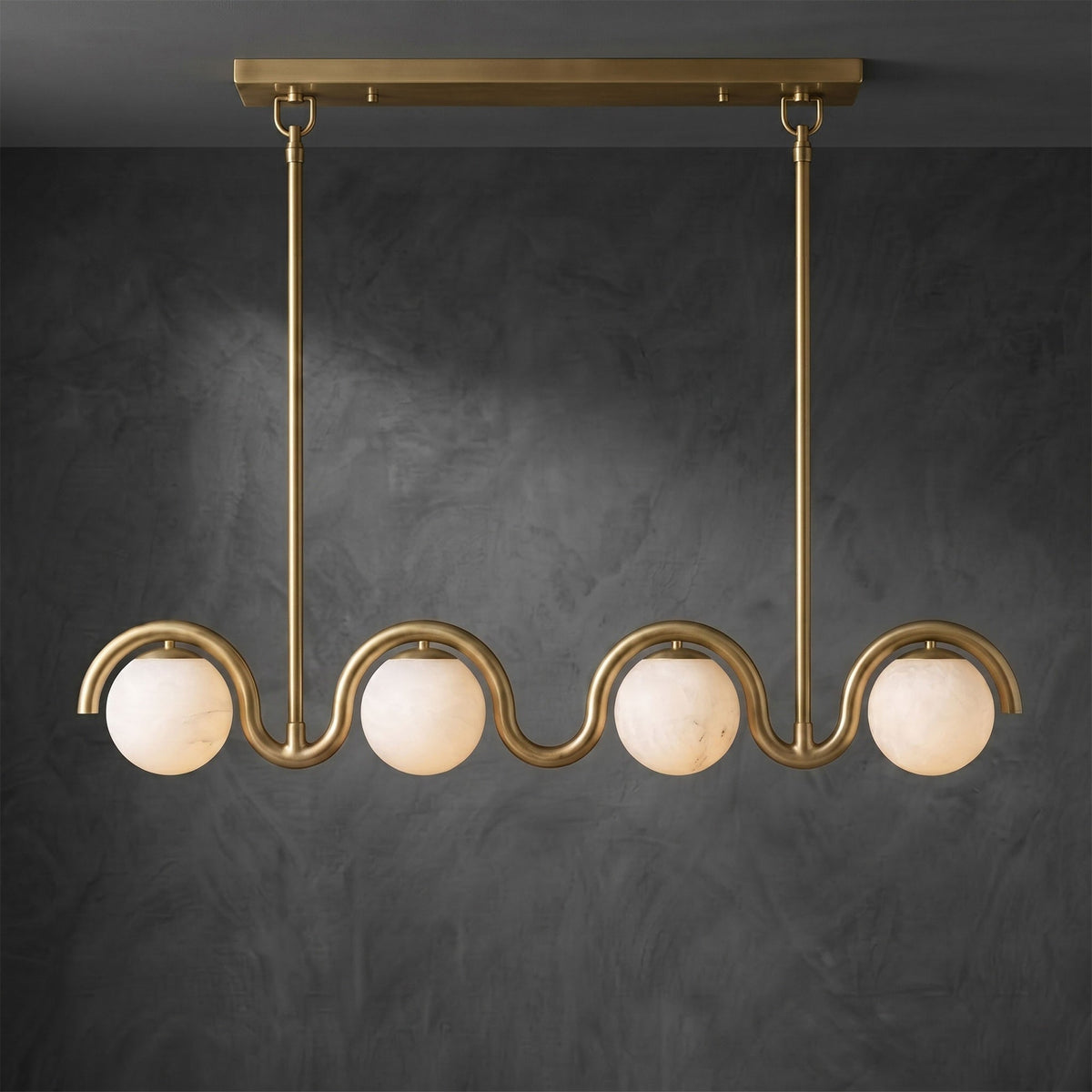 Wave-Arm Linear Alabaster Globe Chandelier, product view 20