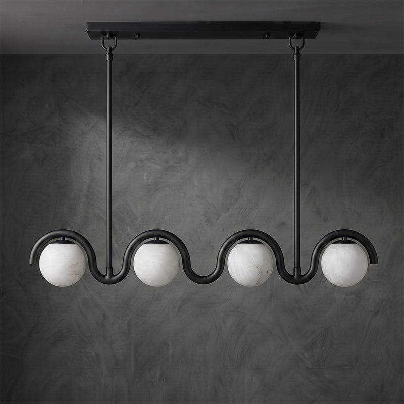 Wave-Arm Linear Alabaster Globe Chandelier, product view 21