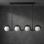Wave-Arm Linear Alabaster Globe Chandelier, product view 21