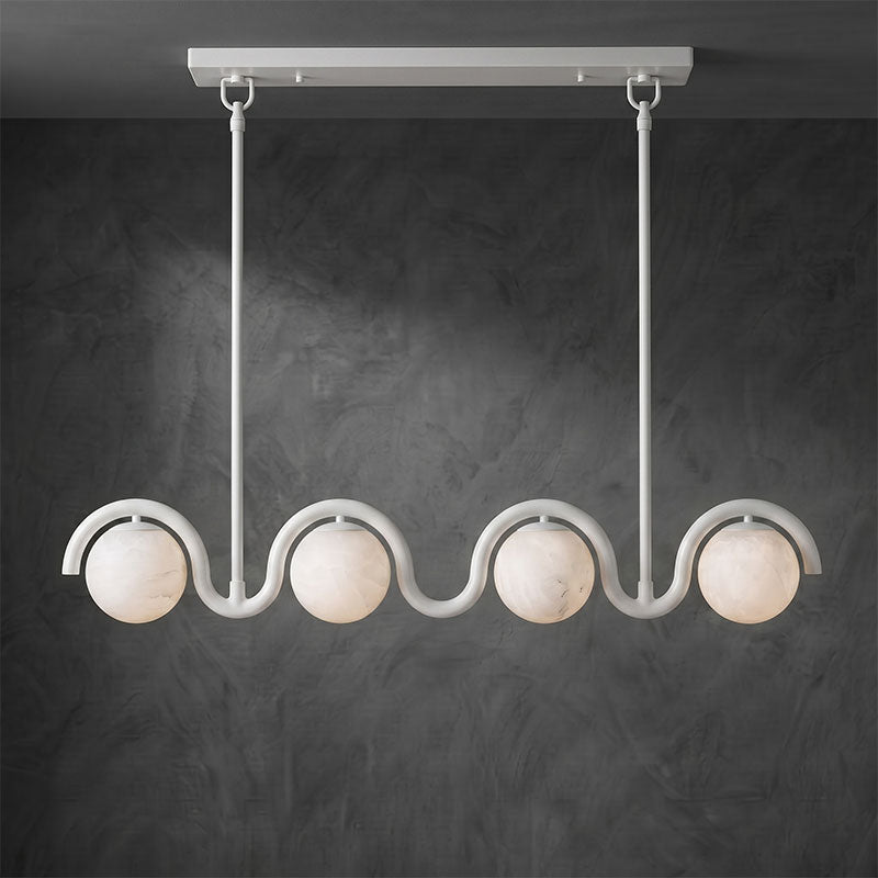 Wave-Arm Linear Alabaster Globe Chandelier, product view 22