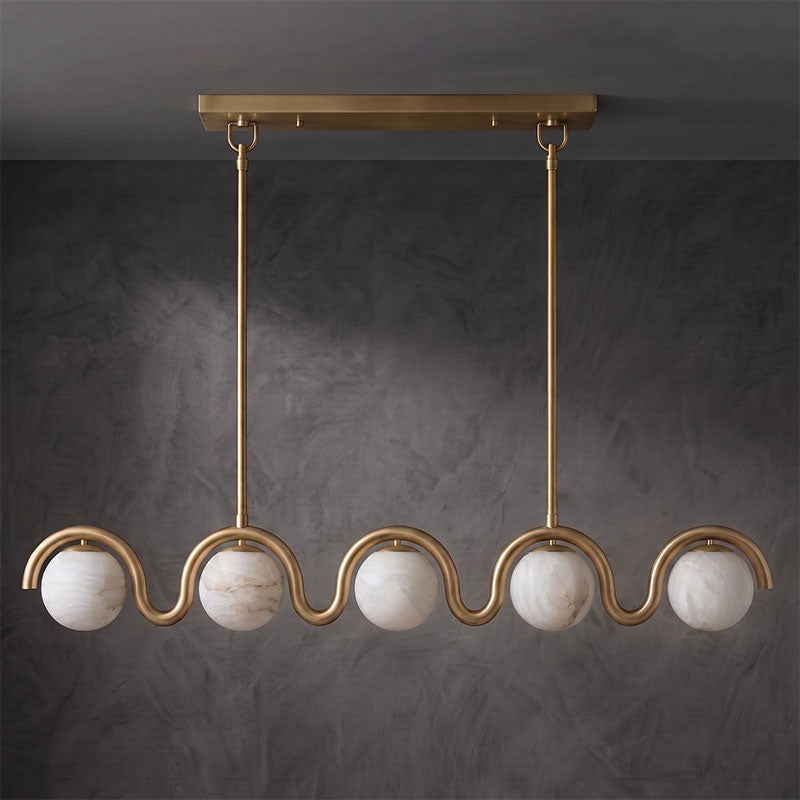 Wave-Arm Linear Alabaster Globe Chandelier, product view 23