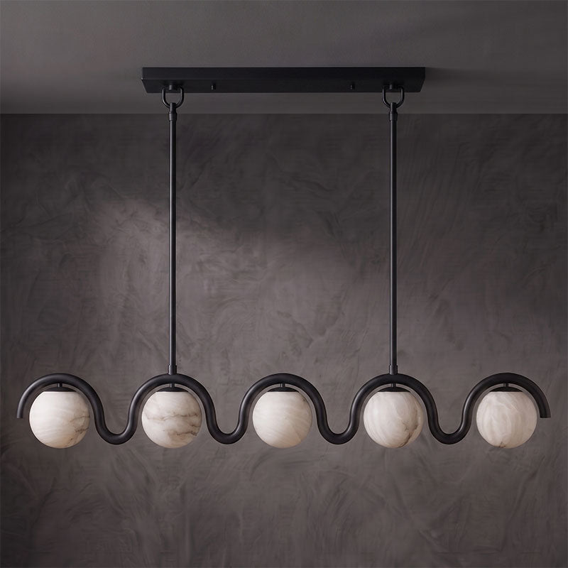 Wave-Arm Linear Alabaster Globe Chandelier, product view 25