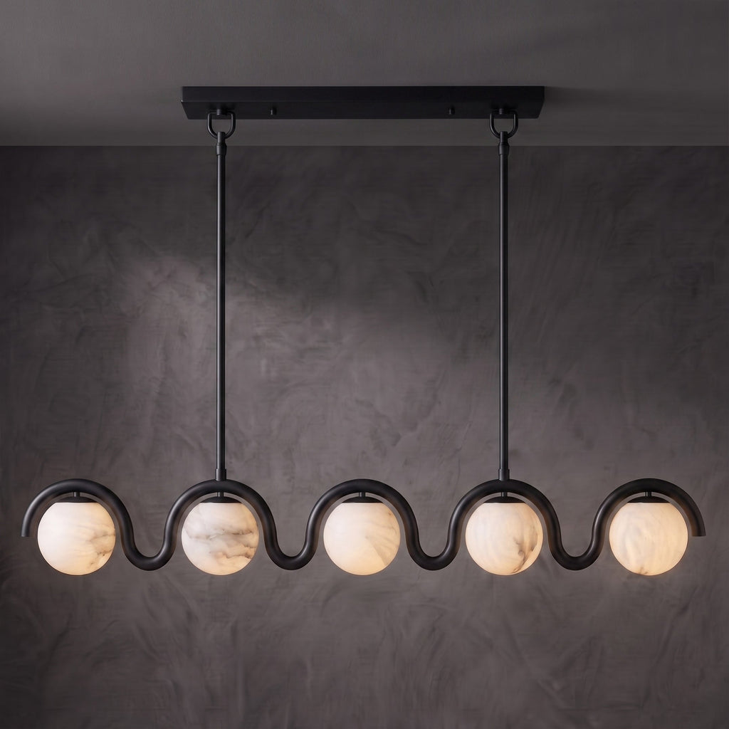 Wave-Arm Linear Alabaster Globe Chandelier, product view 26