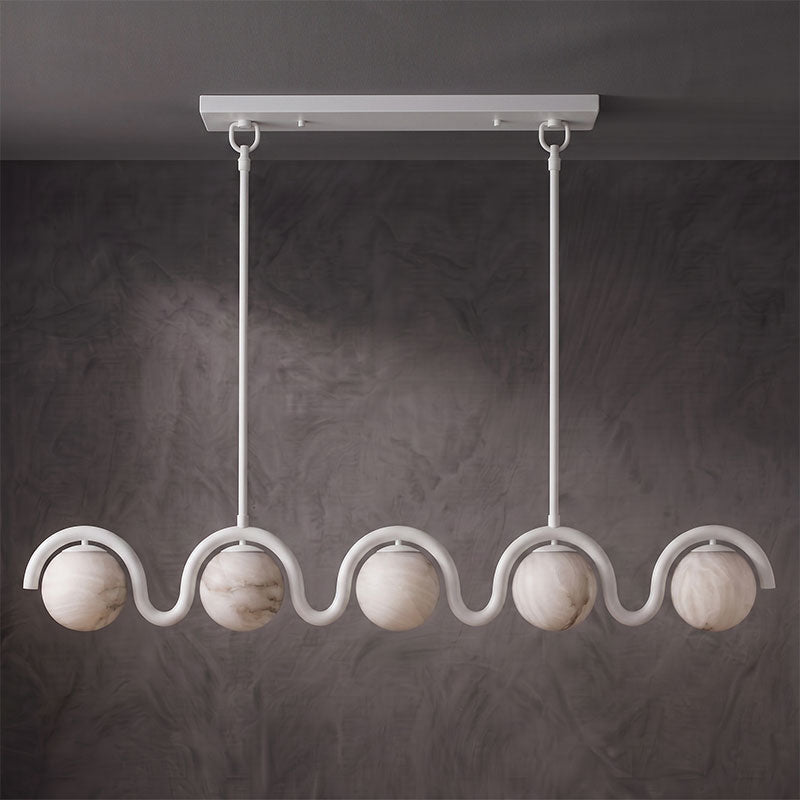 Wave-Arm Linear Alabaster Globe Chandelier, product view 27
